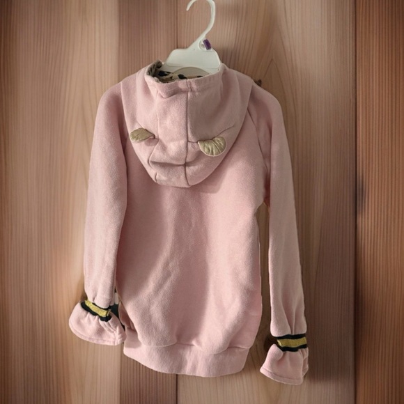 Dusty Rose/Cheetah Print Girls Zip-Up Hoodie - Picture 2 of 3